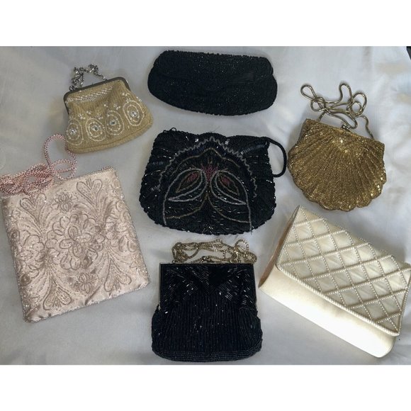 Handbags - Collection of 7 Small Beaded Purses Fancy Formal Cocktail Wedding Prom